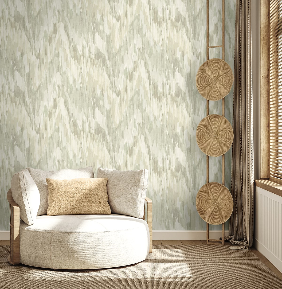 TH92404 watercolor stringcloth wallpaper living room from the Fibers and Threads collection by Seabrook Designs