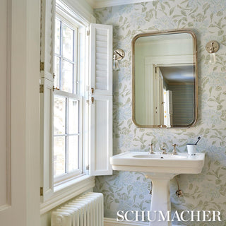 TL800020 Schumacher Peony Floral Unpasted Wallpaper Bathroom at Say Decor