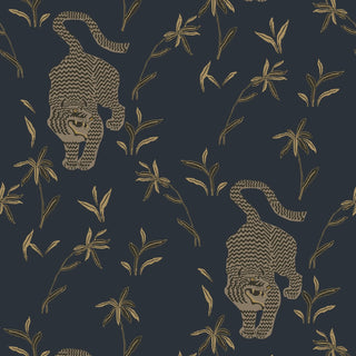 Mitchell Black Stalking Tiger Animal Wallpaper in shade Inkwell at Say Decor