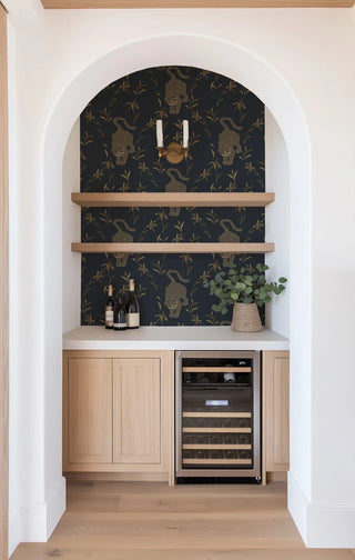 Mitchell Black Stalking Tiger Animal Wallpaper in shade Inkwell bar at Say Decor