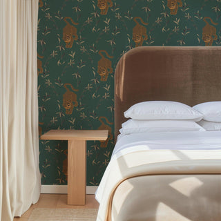 Mitchell Black Stalking Tiger Animal Wallpaper in shade Spruce bedroom at Say Decor