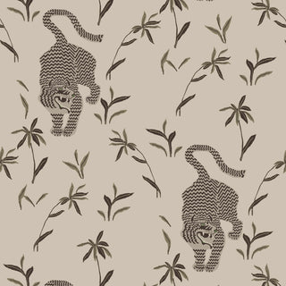 Mitchell Black Stalking Tiger Animal Wallpaper in shade Almond at Say Decor