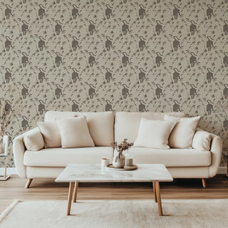 Mitchell Black Stalking Tiger Animal Wallpaper in shade Almond Living Room at Say Decor