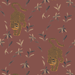 Mitchell Black Stalking Tiger Animal Wallpaper in shade Red at Say Decor