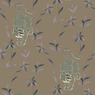 Mitchell Black Stalking Tiger Animal Wallpaper in shade Cocoa at Say Decor