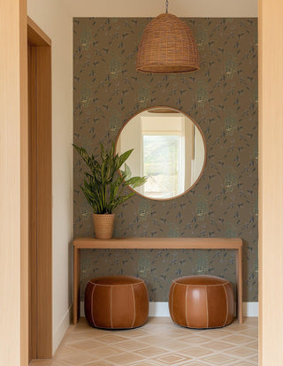 Mitchell Black Stalking Tiger Animal Wallpaper in shade Cocoa entryway at Say Decor