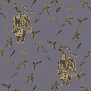 Mitchell Black Stalking Tiger Animal Wallpaper in shade Lavender at Say Decor