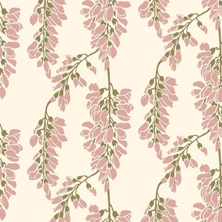 Mitchell Black Wisteria Floral Wallpaper in shade Cream & Mauve at Say Decor