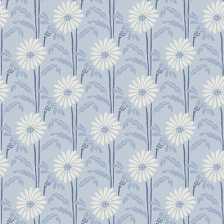 Mitchell Black Woodland Bloom Floral Wallpaper in shade Porcelain Blue at Say Decor