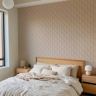 Mitchell Black Woodland Bloom Floral Wallpaper Bedroom in shade Apricot at Say Decor