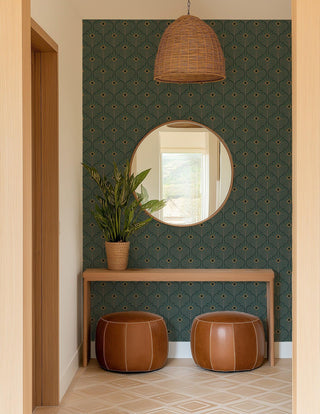 Mitchell Black Shape of Color Moroccan Peacock Geometric Wallpaper