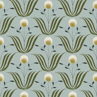 Mitchell Black Lady Charlotte Spring Bloom Floral Wallpaper in shade Ash Blue at Say Decor