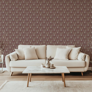 Mitchell Black Lady Charlotte Spring Bloom Floral Wallpaper living room in shade Burgundy at Say Decor
