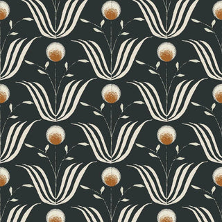 Mitchell Black Lady Charlotte Spring Bloom Floral Wallpaper in shade Black at Say Decor