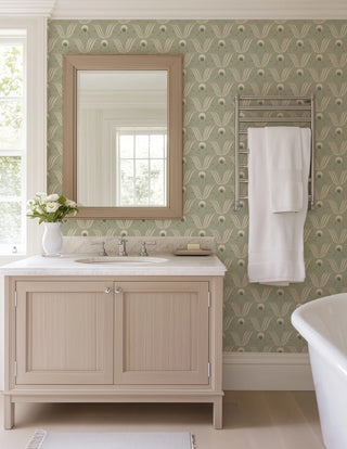 Mitchell Black Lady Charlotte Spring Bloom Floral Wallpaper bedroom in shade Seafoam at Say Decor