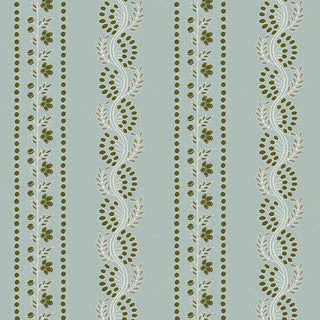 Mitchell Black Lady Charlotte Botanic Stripe Wallpaper in shade Ash Blue at Say Decor