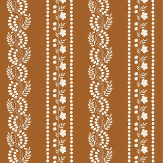 Mitchell Black Lady Charlotte Botanic Stripe Wallpaper in shade Terracotta at Say Decor