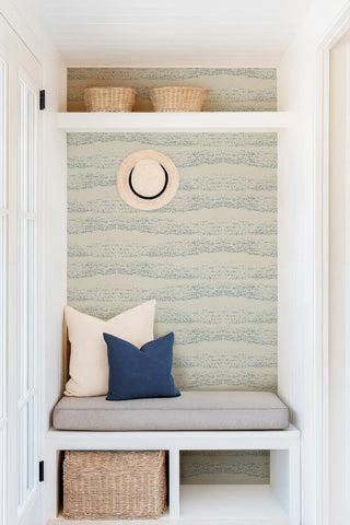 Mitchell Black Revel Reflections Abstract Wallpaper entryway in shade Blue Taupe at Say Decor