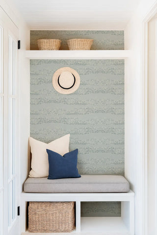 Mitchell Black Revel Reflections Abstract Wallpaper entryway in shade Blues at Say Decor