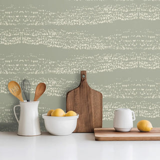 Mitchell Black Revel Reflections Abstract Wallpaper kitchen in shade Green at Say Decor