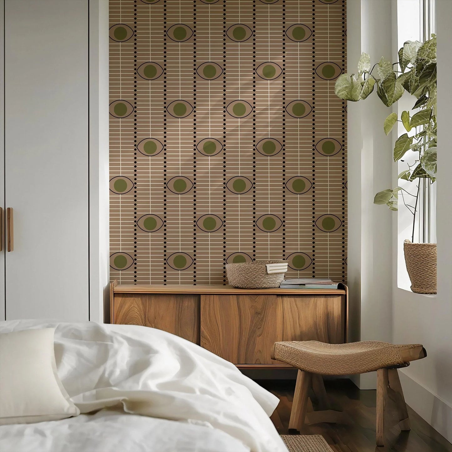 Mitchell Black Chroma Osidan Geometric Wallpaper bedroom in shade Earth at Say Decor