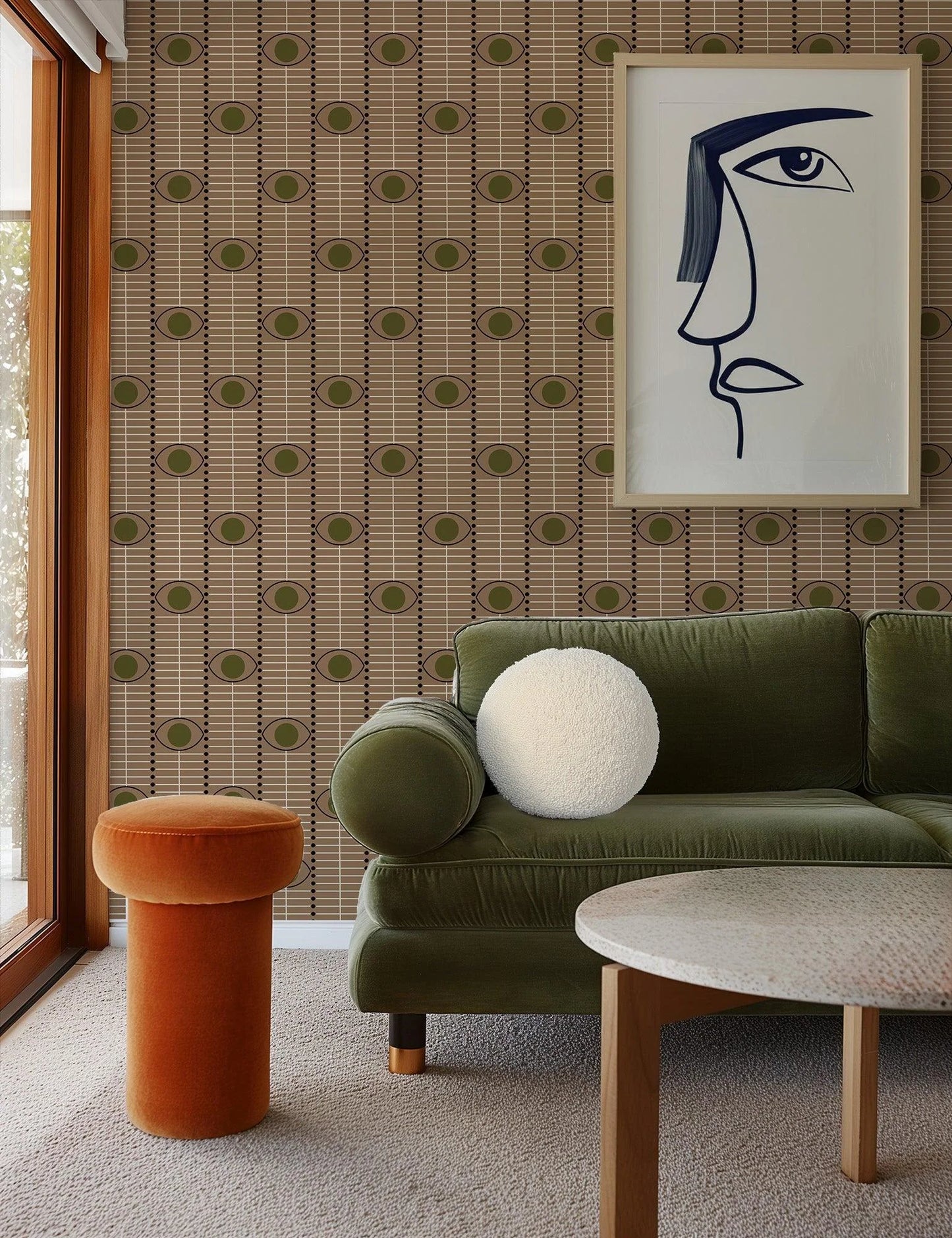 Mitchell Black Chroma Osidan Geometric Wallpaper living room in shade Earth at Say Decor