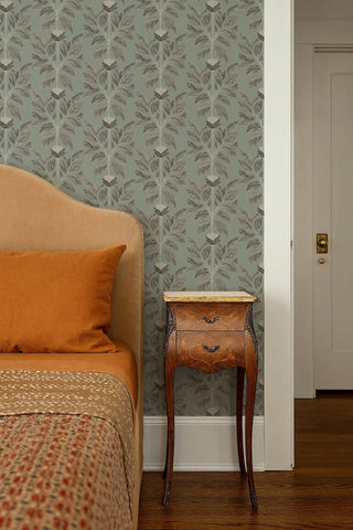 Mitchell Black Botanical Legacy Wayward Petal Wallpaper Bedroom in shade Sage Taupe at Say Decor