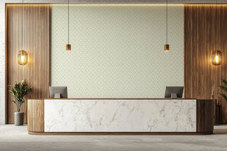 Mitchell Black Essentials Echo Tile Geometric Wallpaper lobby in shade Mineral Blue at Say Decor