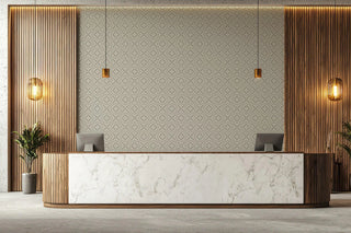 Mitchell Black Essentials Echo Tile Geometric Wallpaper lobby in shade Walnut at Say Decor