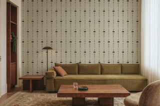Mitchell Black Château Papers NeoClassical Stripe Wallpaper living room in shade Cream and Black at Say Decor