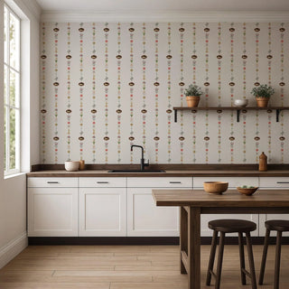 Mitchell Black Château Papers NeoClassical Stripe Wallpaper kitchen in shade Ivory at Say Decor