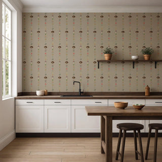 Mitchell Black Château Papers NeoClassical Stripe Wallpaper kitchen in shade Parchment Brown at Say Decor