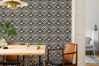 Mitchell Black Butterfly Garden Botanical Wallpaper dining room in shade Ashwood at Say Decor