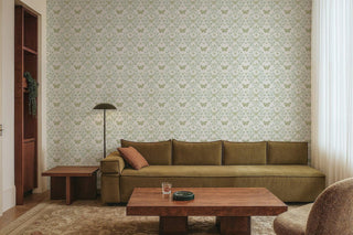 Mitchell Black Butterfly Garden Botanical Wallpaper living room in shade Morning Glow at Say Decor