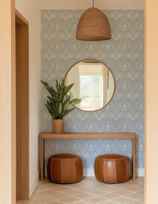 Mitchell Black Wild Meadow Floral Wallpaper Entryway in shade Misty Blue at Say Decor