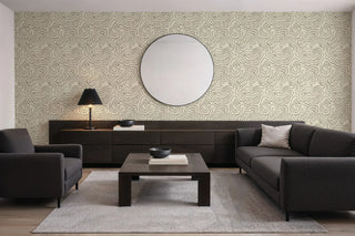 Mitchell Black Paper Abstraction Elevation Wallpaper Living Room in shade Linen at Say Decor