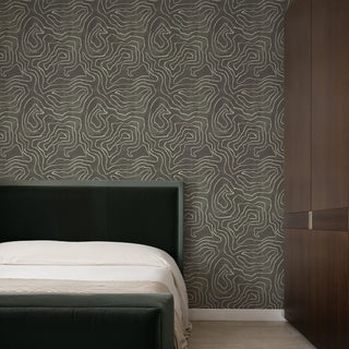 Mitchell Black Paper Abstraction Elevation Wallpaper Bedroom in shade Soft Black at Say Decor