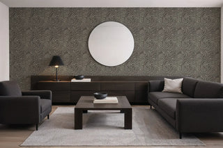 Mitchell Black Paper Abstraction Elevation Wallpaper Living Room in shade Soft Black at Say Decor