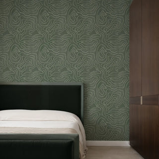 Mitchell Black Paper Abstraction Elevation Wallpaper Bedroom in shade Sage Taupe at Say Decor