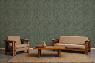 Mitchell Black Paper Abstraction Elevation Wallpaper Living Room in shade Sage Taupe at Say Decor