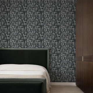 Mitchell Black Paper Abstraction Net Wallpaper bedroom in shade Galaxy at Say Decor