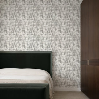 Mitchell Black Paper Abstraction Net Wallpaper bedroom in shade Gray at Say Decor