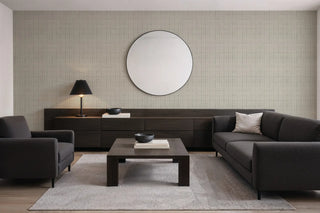 Mitchell Black Paper Abstraction Wash Grid Wallpaper Living Room in shade Driftwood at Say Decor