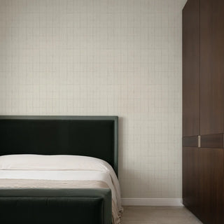 Mitchell Black Paper Abstraction Wash Grid Wallpaper Bedroom in shade Shell Tint at Say Decor
