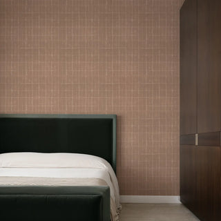 Mitchell Black Paper Abstraction Wash Grid Wallpaper Bedroom in shade Terracotta at Say Decor
