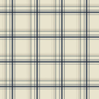 Mitchell Black Heritage Ashcroft Tartan Plaid Wallpaper in shade Oxford Blue at Say Decor