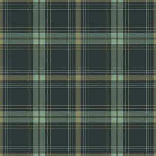 Mitchell Black Heritage Plaid English Check Wallpaper in shade Emerald at SAy Decor