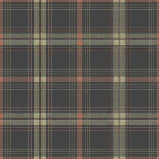 Mitchell Black Heritage Plaid English Check Wallpaper in shade Mahogany at Say Decor