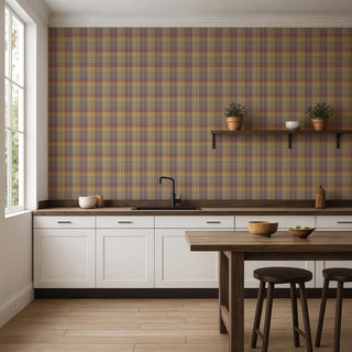 Mitchell Black Heritage Plaid Sawyer Check Wallpaper kitchen in shade Harvest Madras at Say Decor