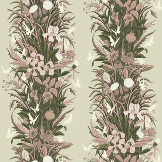 Mitchell Black Paradise Bloom Botanical Stripe Wallpaper in shade Pink Garden at Say Decor